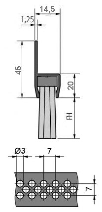 Türbesen Bürstenleisten aus Metall mit Dreireihiger Faseranordnung